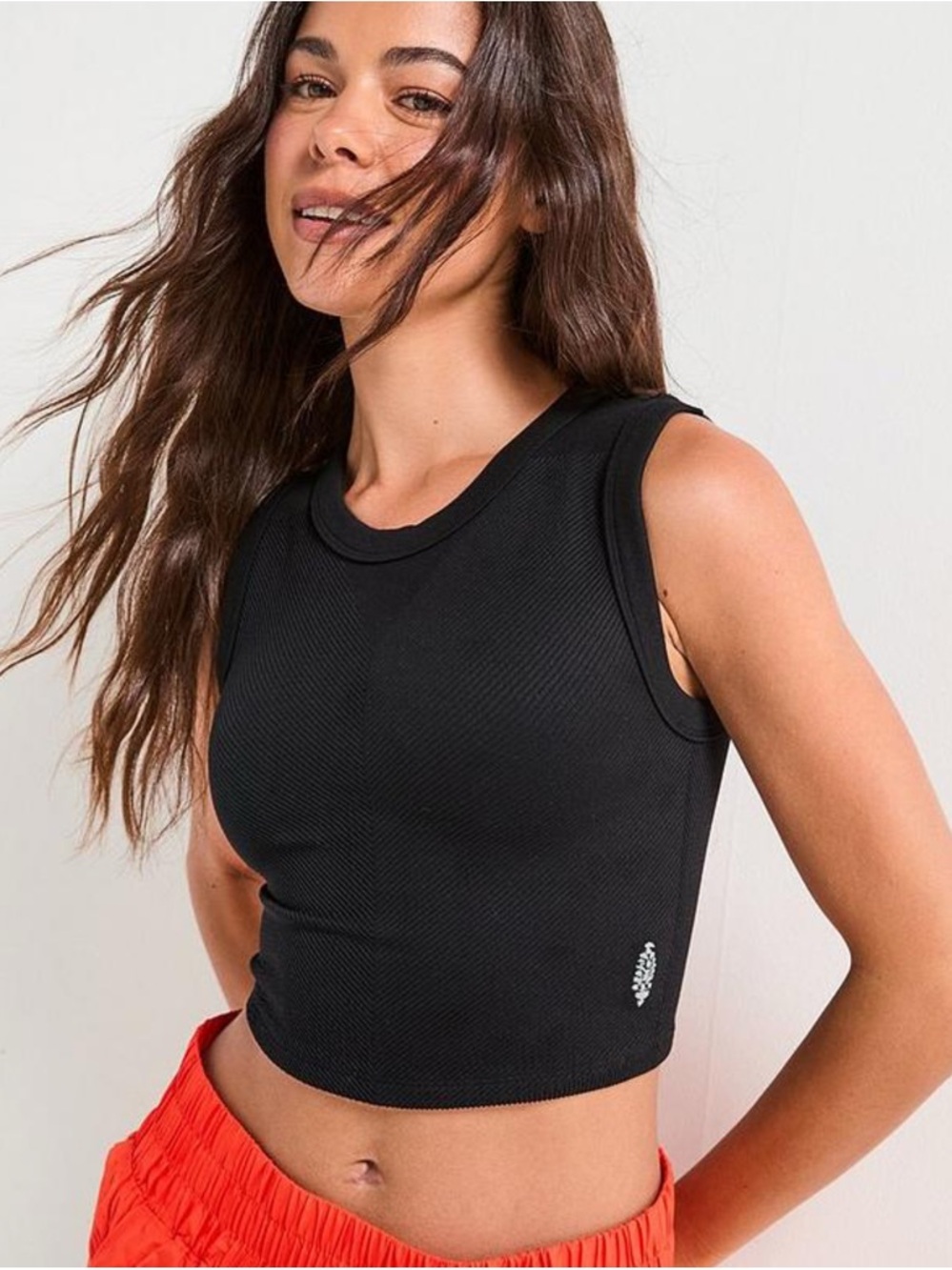 Free People Women’s Black Sleeveless Crop Tank Top